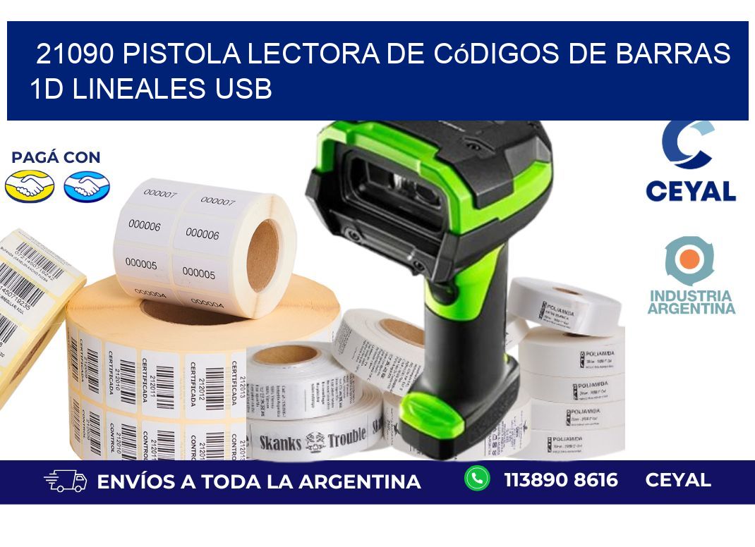 21090 Pistola Lectora De Códigos De Barras 1d Lineales Usb