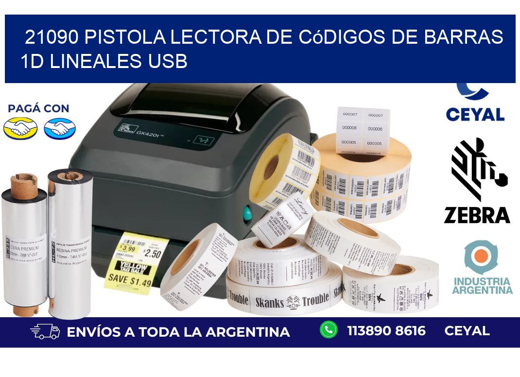 21090 Pistola Lectora De Códigos De Barras 1d Lineales Usb