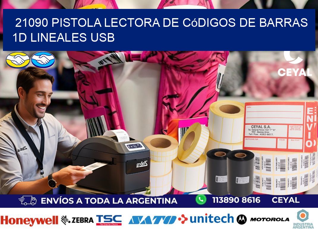 21090 Pistola Lectora De Códigos De Barras 1d Lineales Usb