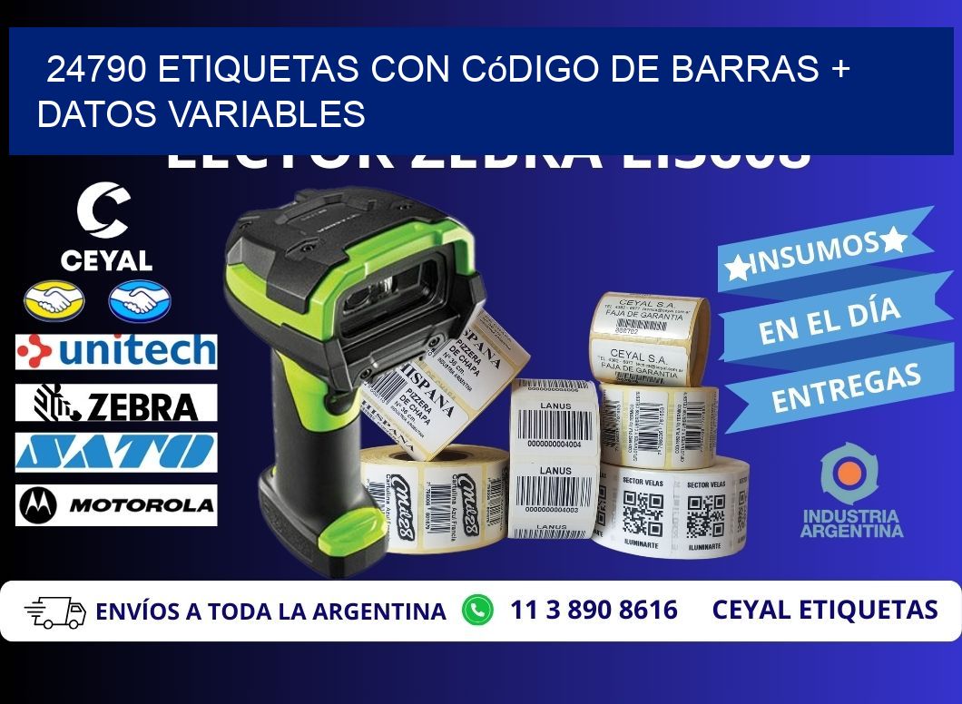 24790 etiquetas con código de barras + datos variables