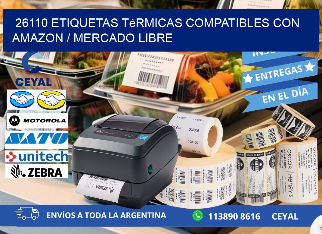 26110 etiquetas térmicas compatibles con Amazon / Mercado Libre