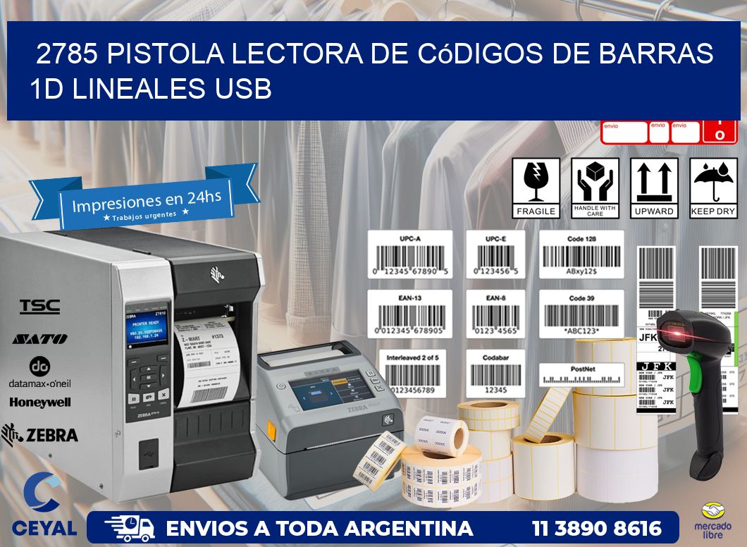 2785 Pistola Lectora De Códigos De Barras 1d Lineales Usb