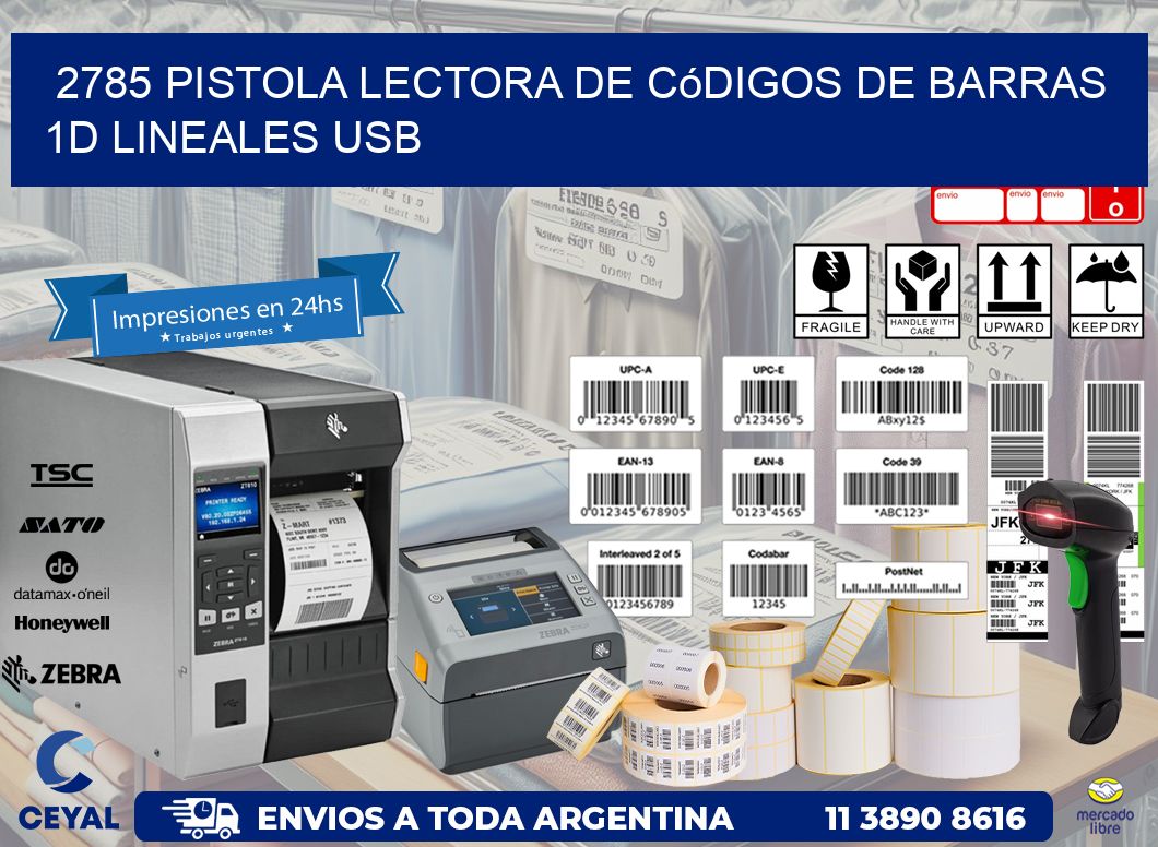 2785 Pistola Lectora De Códigos De Barras 1d Lineales Usb