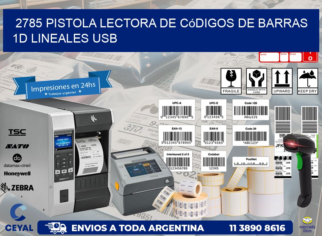 2785 Pistola Lectora De Códigos De Barras 1d Lineales Usb