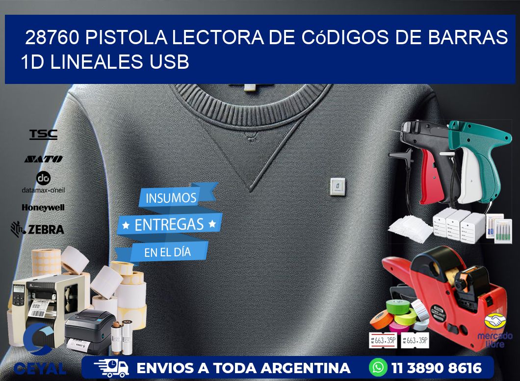 28760 Pistola Lectora De Códigos De Barras 1d Lineales Usb