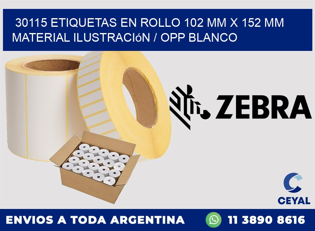 30115 Etiquetas en rollo 102 mm x 152 mm material Ilustración / OPP Blanco