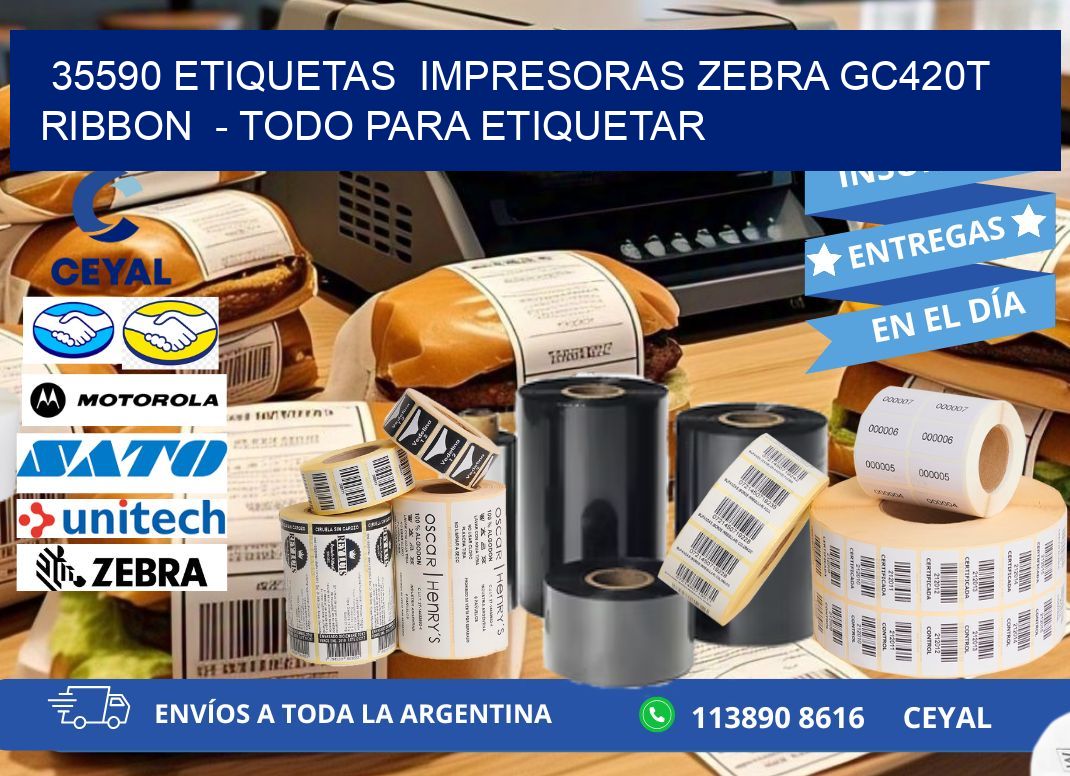 35590 etiquetas  impresoras zebra gc420t ribbon  - Todo para Etiquetar