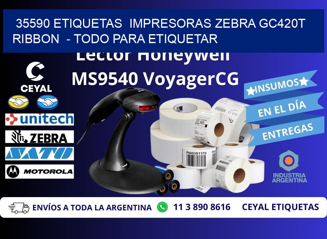 35590 etiquetas  impresoras zebra gc420t ribbon  - Todo para Etiquetar