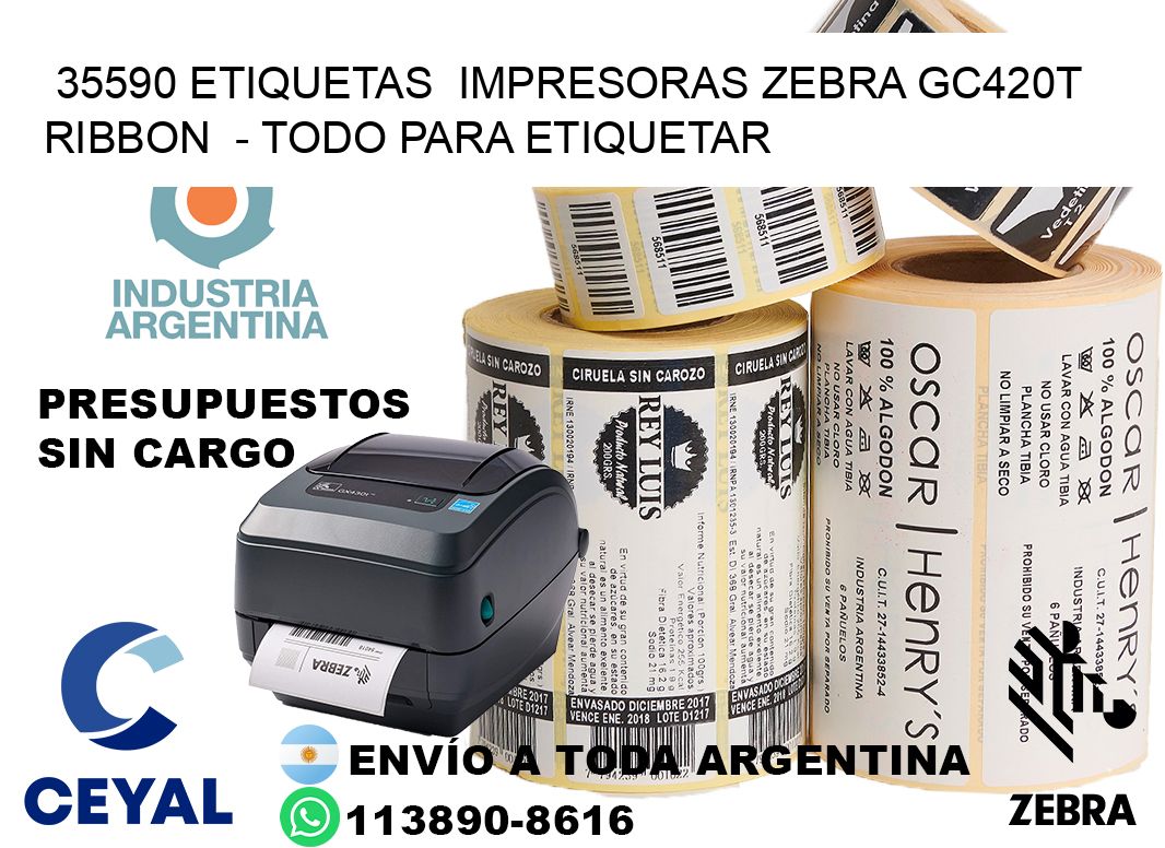 35590 etiquetas  impresoras zebra gc420t ribbon  – Todo para Etiquetar