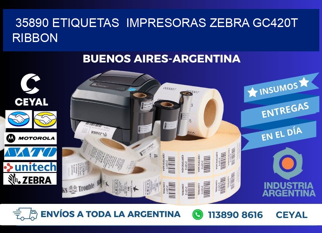35890 etiquetas impresoras zebra gc420t ribbon