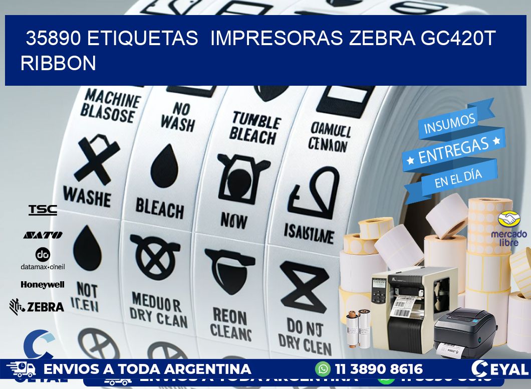35890 etiquetas impresoras zebra gc420t ribbon