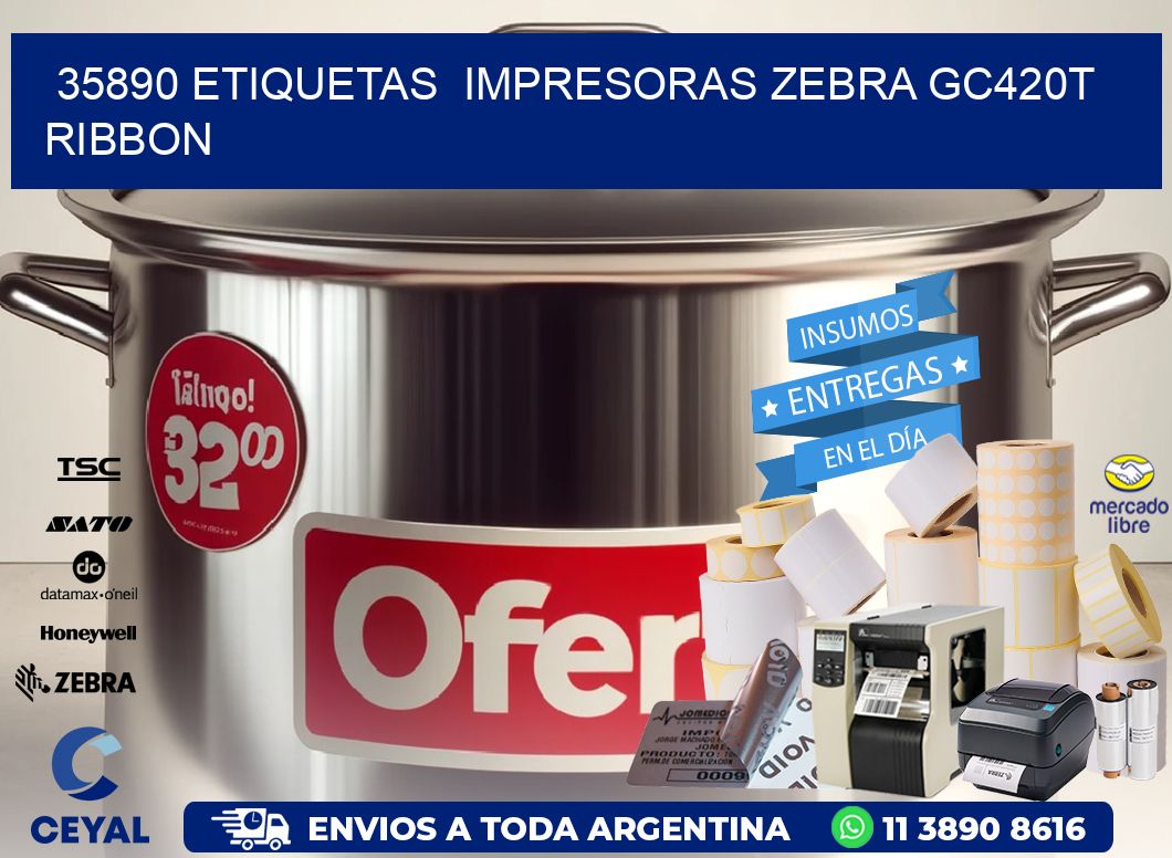 35890 etiquetas impresoras zebra gc420t ribbon