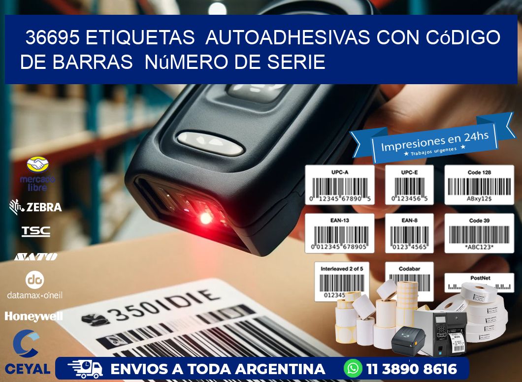 36695 etiquetas  autoadhesivas con código de barras  número de serie
