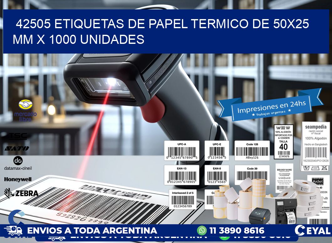 42505 Etiquetas De Papel Termico De 50x25 Mm X 1000 Unidades
