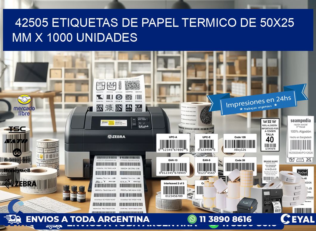 42505 Etiquetas De Papel Termico De 50x25 Mm X 1000 Unidades