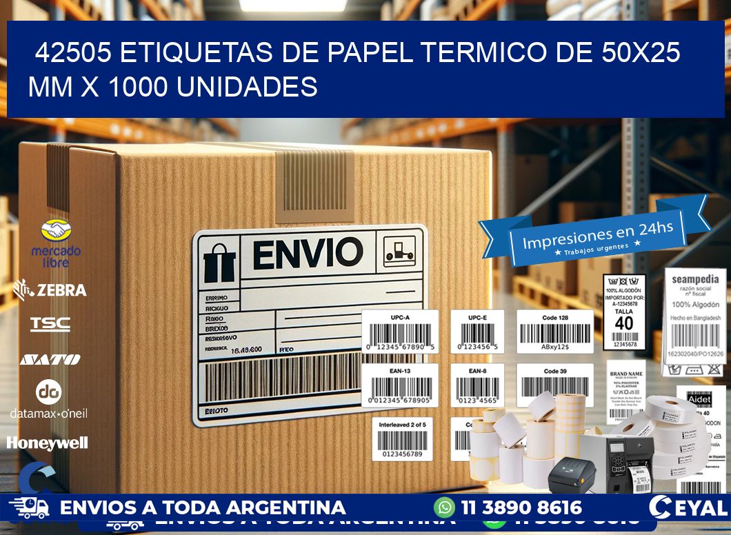 42505 Etiquetas De Papel Termico De 50x25 Mm X 1000 Unidades