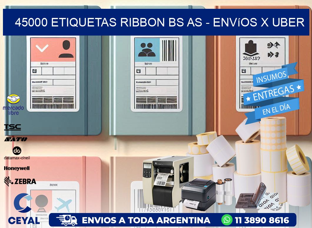 45000 etiquetas ribbon bs as - envíos x uber