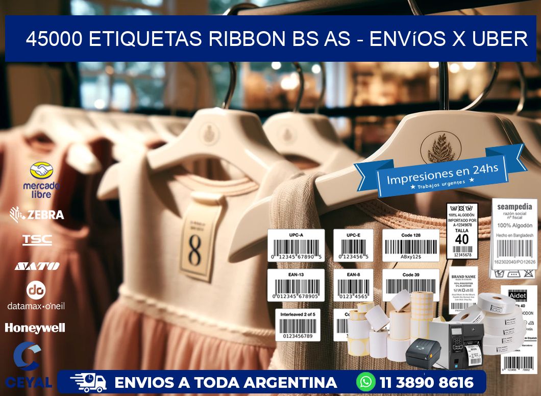 45000 etiquetas ribbon bs as - envíos x uber