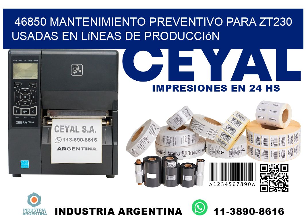 46850 mantenimiento preventivo para zt230 usadas en líneas de producción