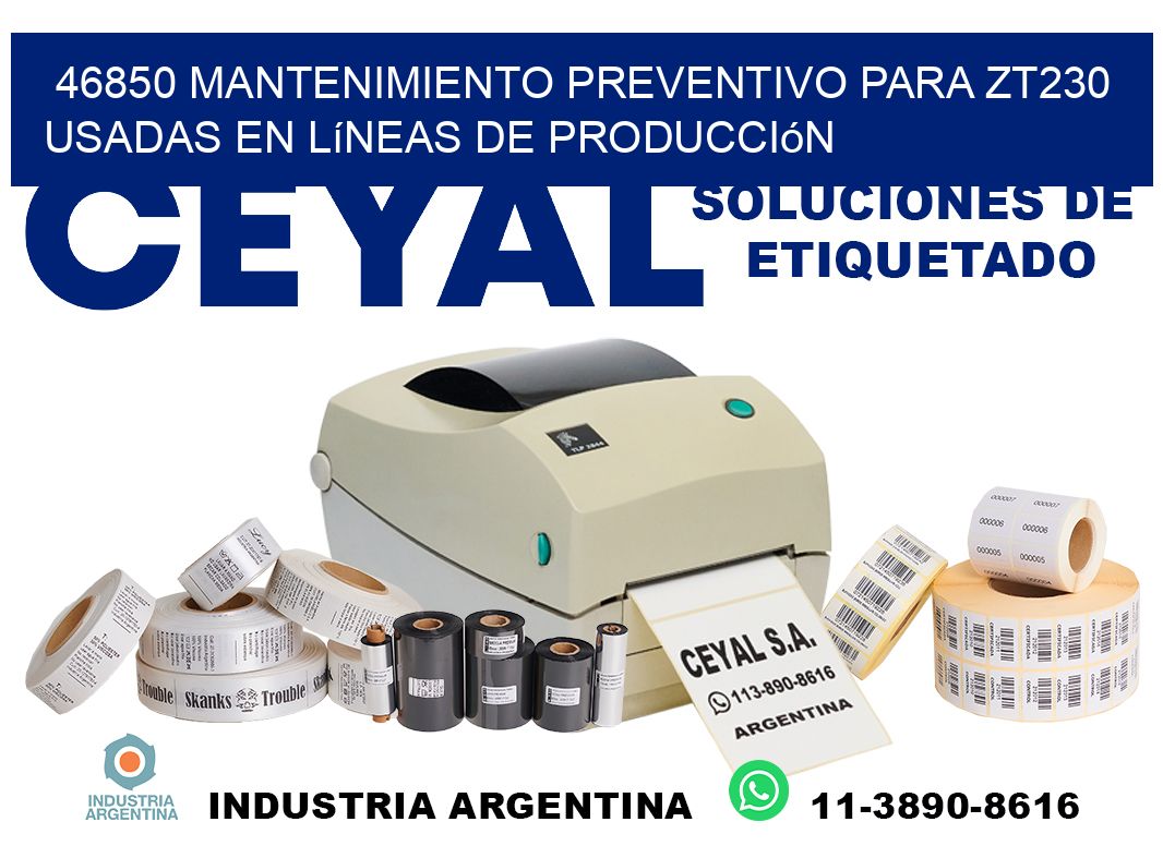 46850 mantenimiento preventivo para zt230 usadas en líneas de producción