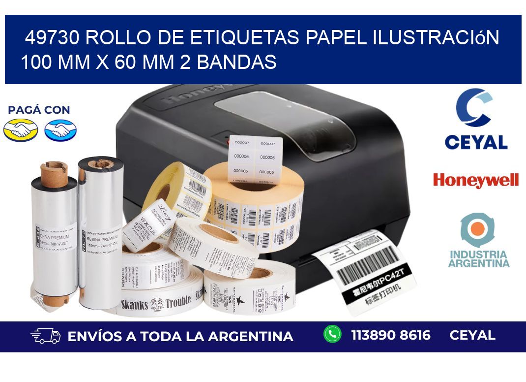 49730 Rollo de Etiquetas Papel Ilustración 100 mm x 60 mm 2 Bandas