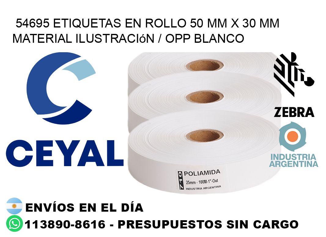 54695 Etiquetas en rollo 50 mm x 30 mm material Ilustración / OPP Blanco