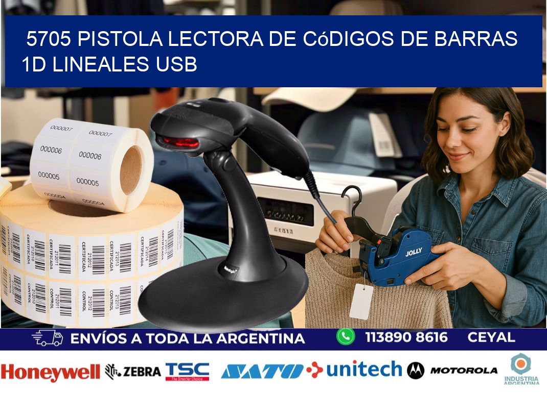 5705 Pistola Lectora De Códigos De Barras 1d Lineales Usb