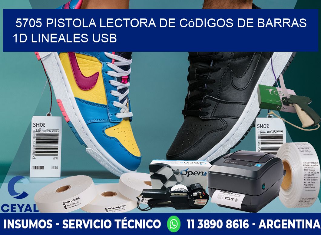 5705 Pistola Lectora De Códigos De Barras 1d Lineales Usb