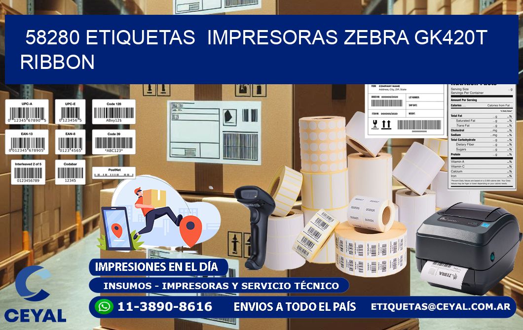 58280 Etiquetas impresoras zebra gk420t ribbon