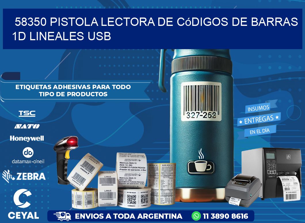 58350 Pistola Lectora De Códigos De Barras 1d Lineales Usb