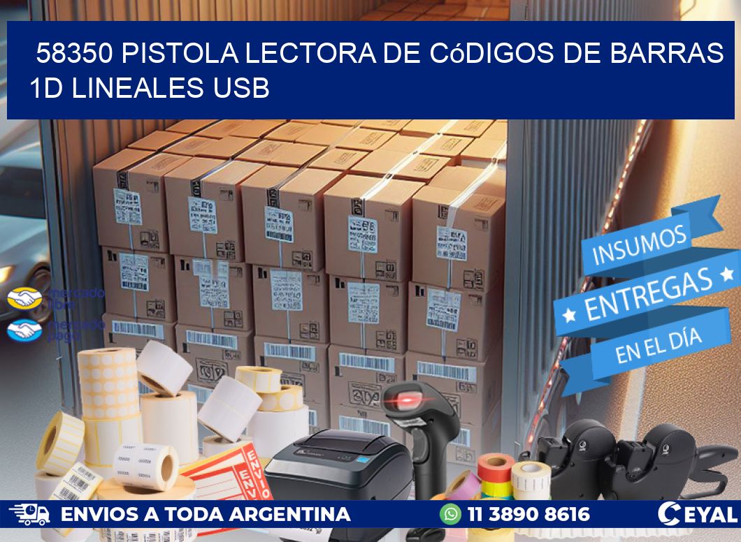 58350 Pistola Lectora De Códigos De Barras 1d Lineales Usb
