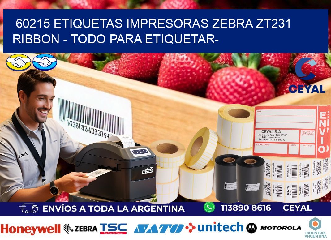 60215 etiquetas impresoras zebra zt231 ribbon - Todo para Etiquetar-