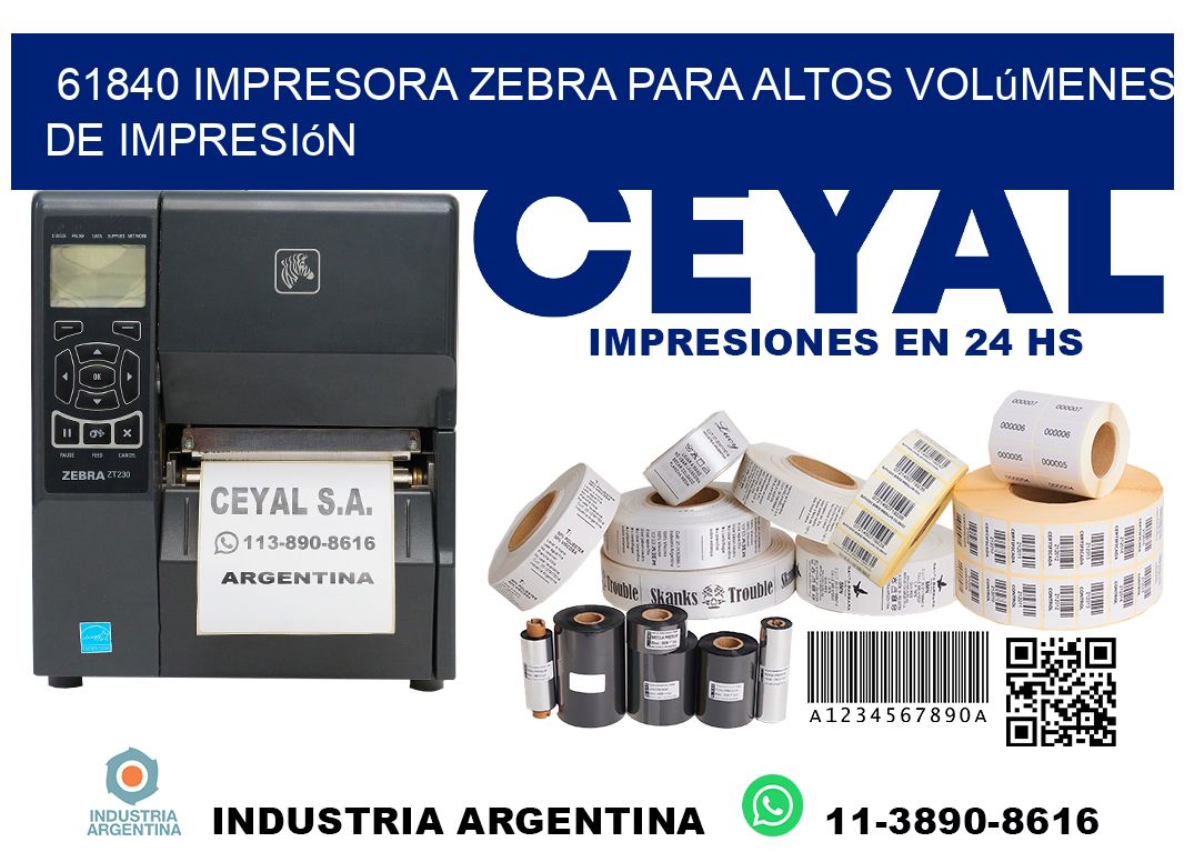61840 impresora zebra para altos volúmenes de impresión