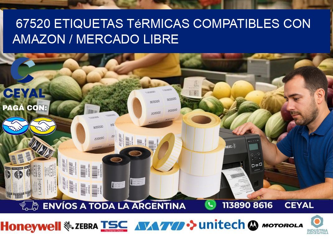 67520 etiquetas térmicas compatibles con Amazon / Mercado Libre
