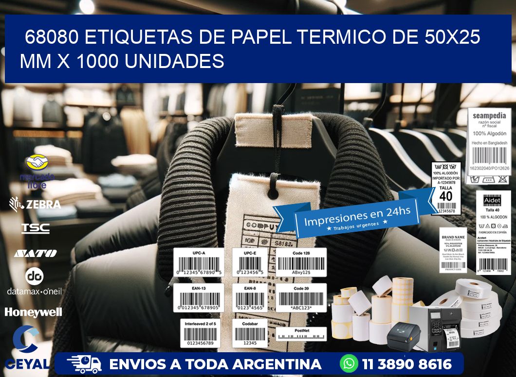 68080 Etiquetas De Papel Termico De 50x25 Mm X 1000 Unidades
