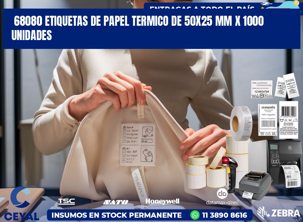 68080 Etiquetas De Papel Termico De 50x25 Mm X 1000 Unidades