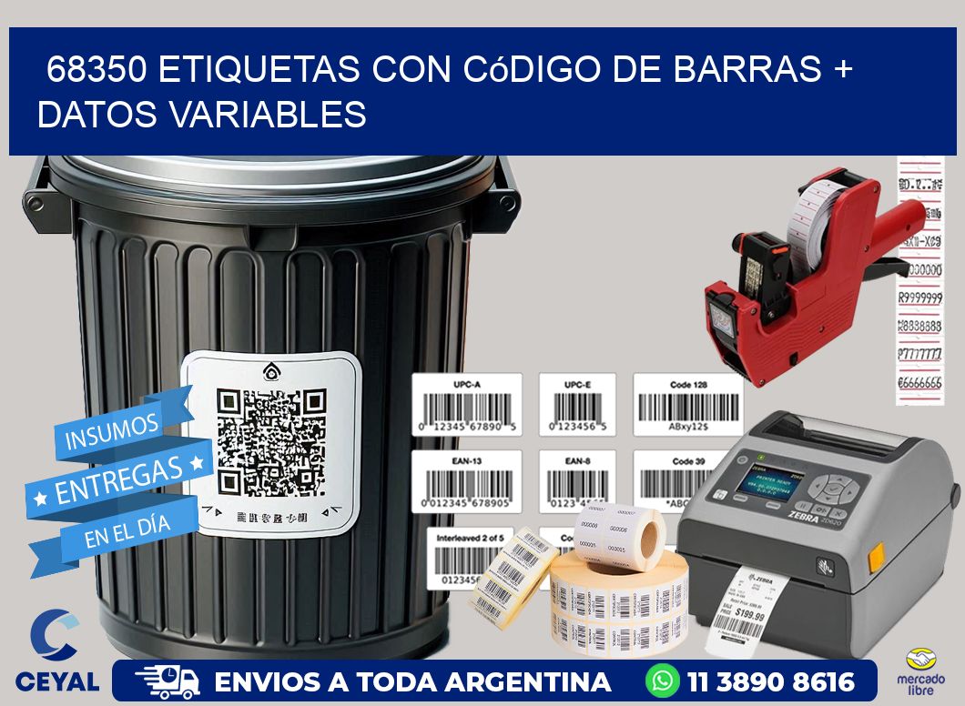 68350 etiquetas con código de barras + datos variables