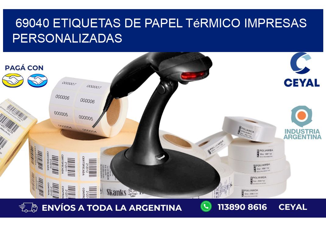 69040 Etiquetas de papel térmico impresas personalizadas