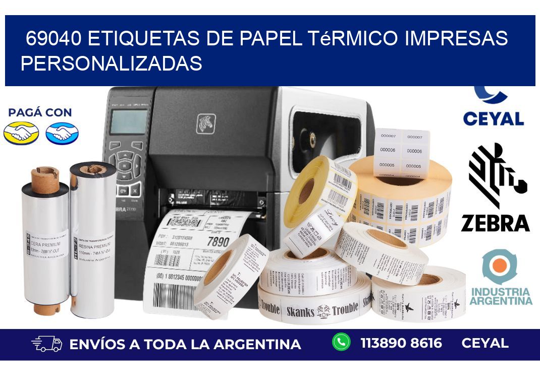 69040 Etiquetas de papel térmico impresas personalizadas