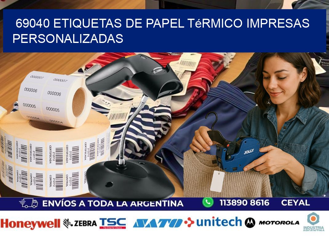 69040 Etiquetas de papel térmico impresas personalizadas