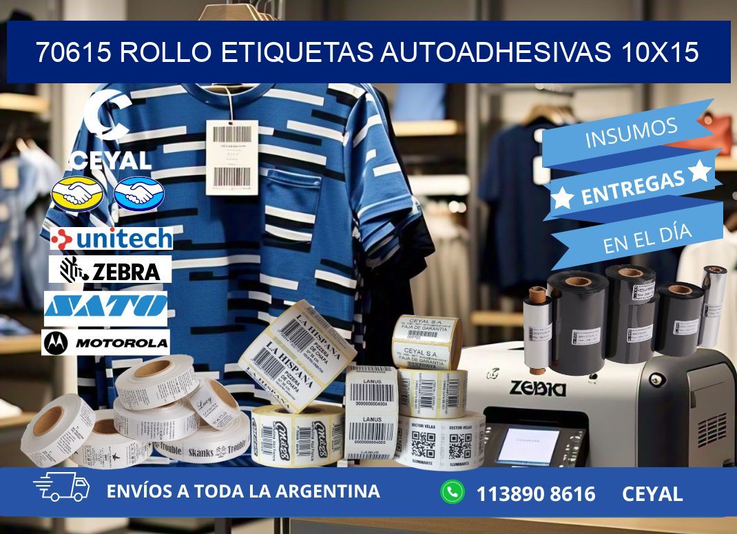 70615 Rollo Etiquetas autoadhesivas 10x15