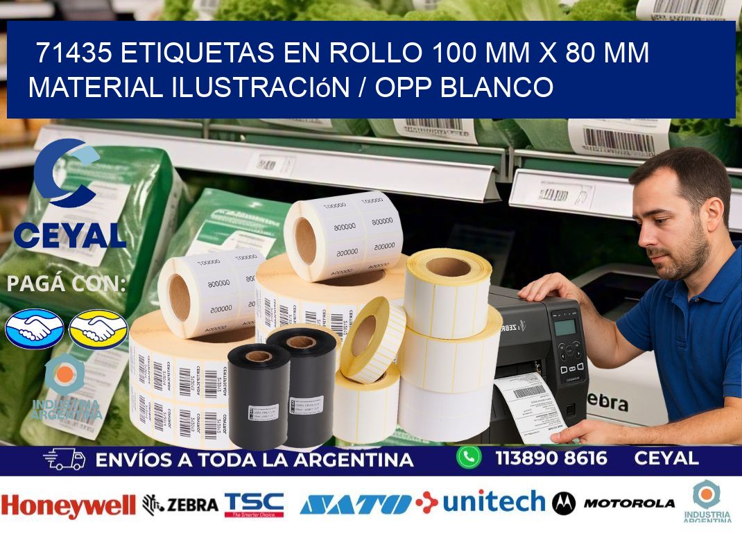 71435 Etiquetas en rollo 100 mm x 80 mm material Ilustración / OPP Blanco