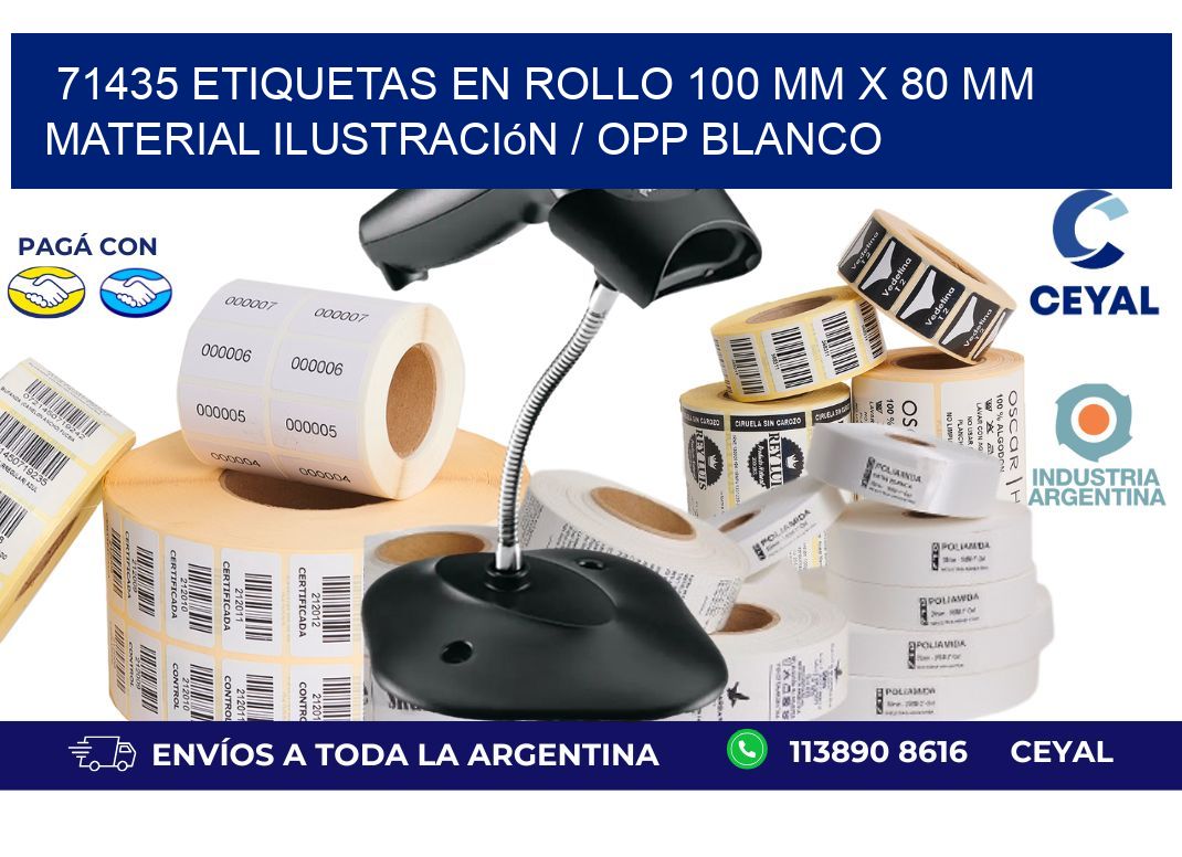 71435 Etiquetas en rollo 100 mm x 80 mm material Ilustración / OPP Blanco