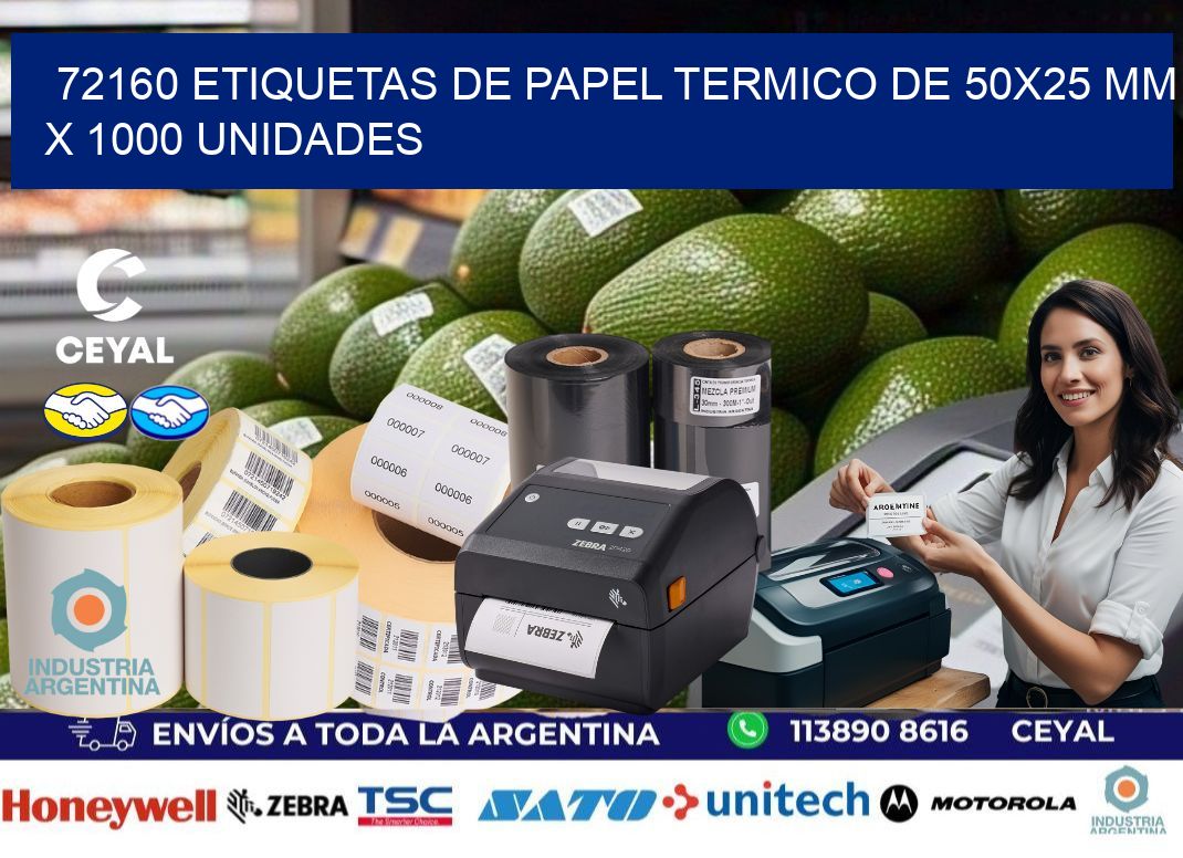 72160 Etiquetas De Papel Termico De 50x25 Mm X 1000 Unidades