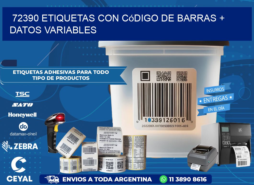 72390 etiquetas con código de barras + datos variables