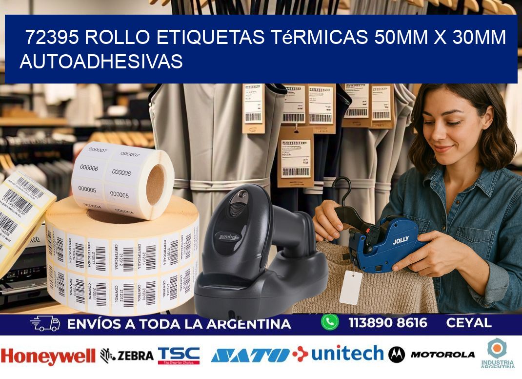 72395 Rollo Etiquetas Térmicas 50mm X 30mm Autoadhesivas