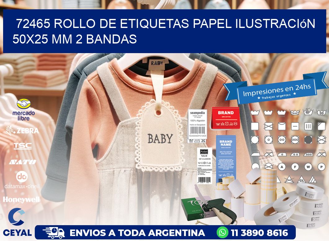 72465 Rollo de Etiquetas Papel Ilustración 50x25 Mm 2 Bandas
