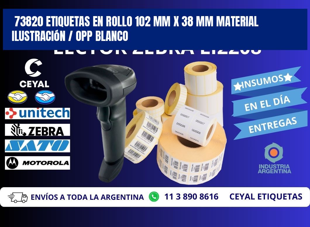 73820 Etiquetas en rollo 102 mm x 38 mm material Ilustración / OPP Blanco