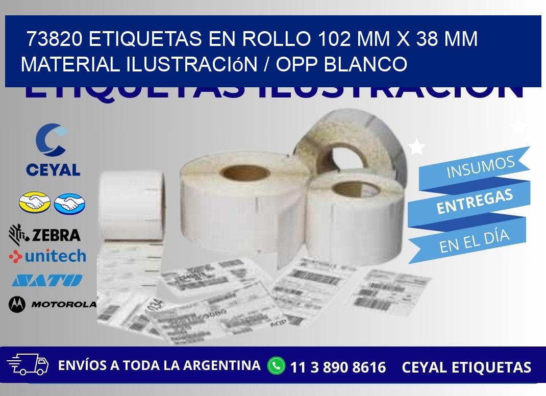 73820 Etiquetas en rollo 102 mm x 38 mm material Ilustración / OPP Blanco