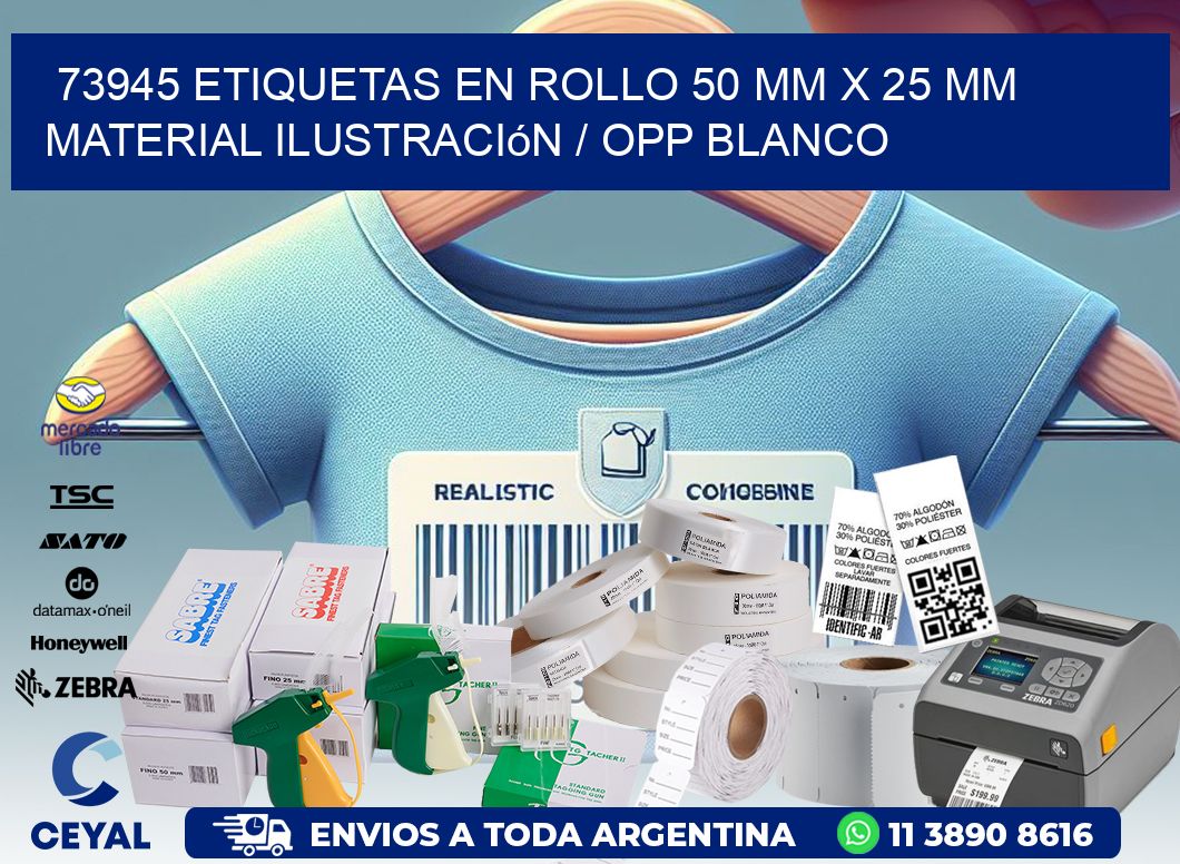 73945 Etiquetas en rollo 50 mm x 25 mm material Ilustración / OPP Blanco